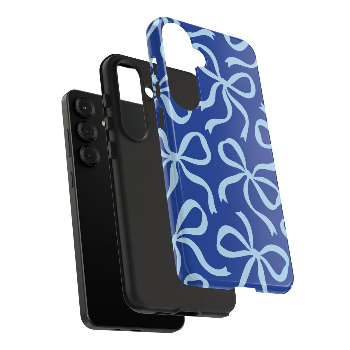 Bold Cobalt Blue and Powder Blue Bow Pattern Phone Case