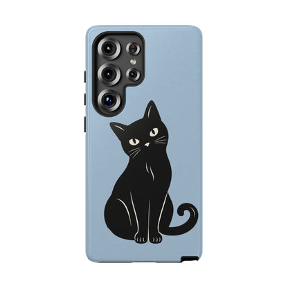 Minimalist Powder Blue & Black Cat Phone Case