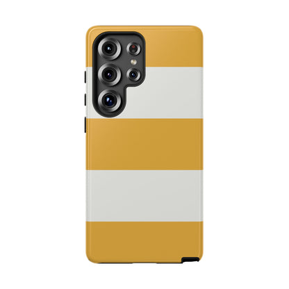 Samsung Galaxy S25 Ultra / Glossy Phone Case - Yellow & White Horizontal Stripe Pattern Phone Case
