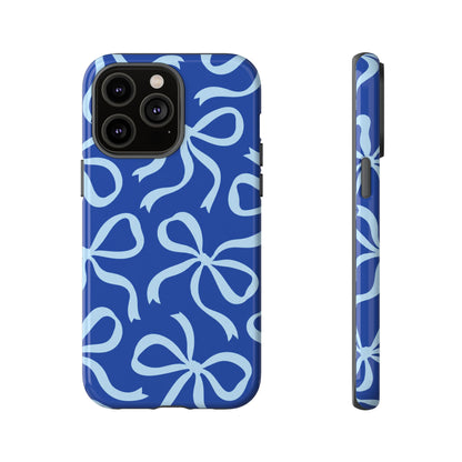Bold Cobalt Blue and Powder Blue Bow Pattern Phone Case