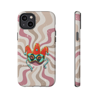 Venetian Jester Mask – Pink Retro Soft Revival Phone Case - Pink Phone Case - iPhone 14 Plus / Glossy