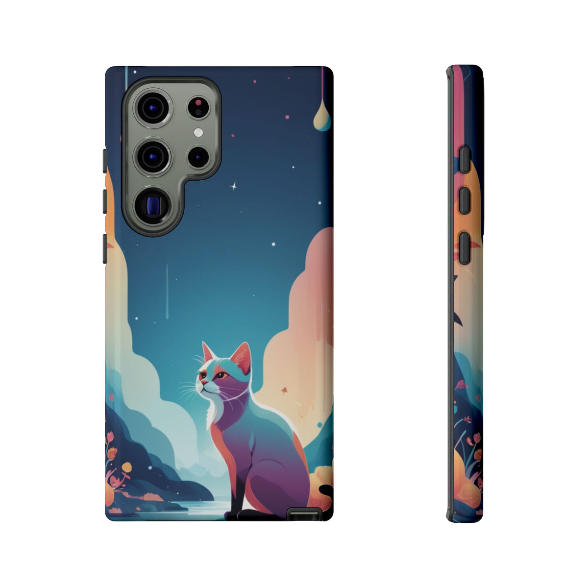 Stylised Cat Design Phone Case - Multicolor Phone Case - Samsung Galaxy S23 Ultra / Glossy