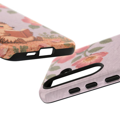 Whimsical Lilac Hedgehog and Wild Rose Phone Case - Purple Phone Case
