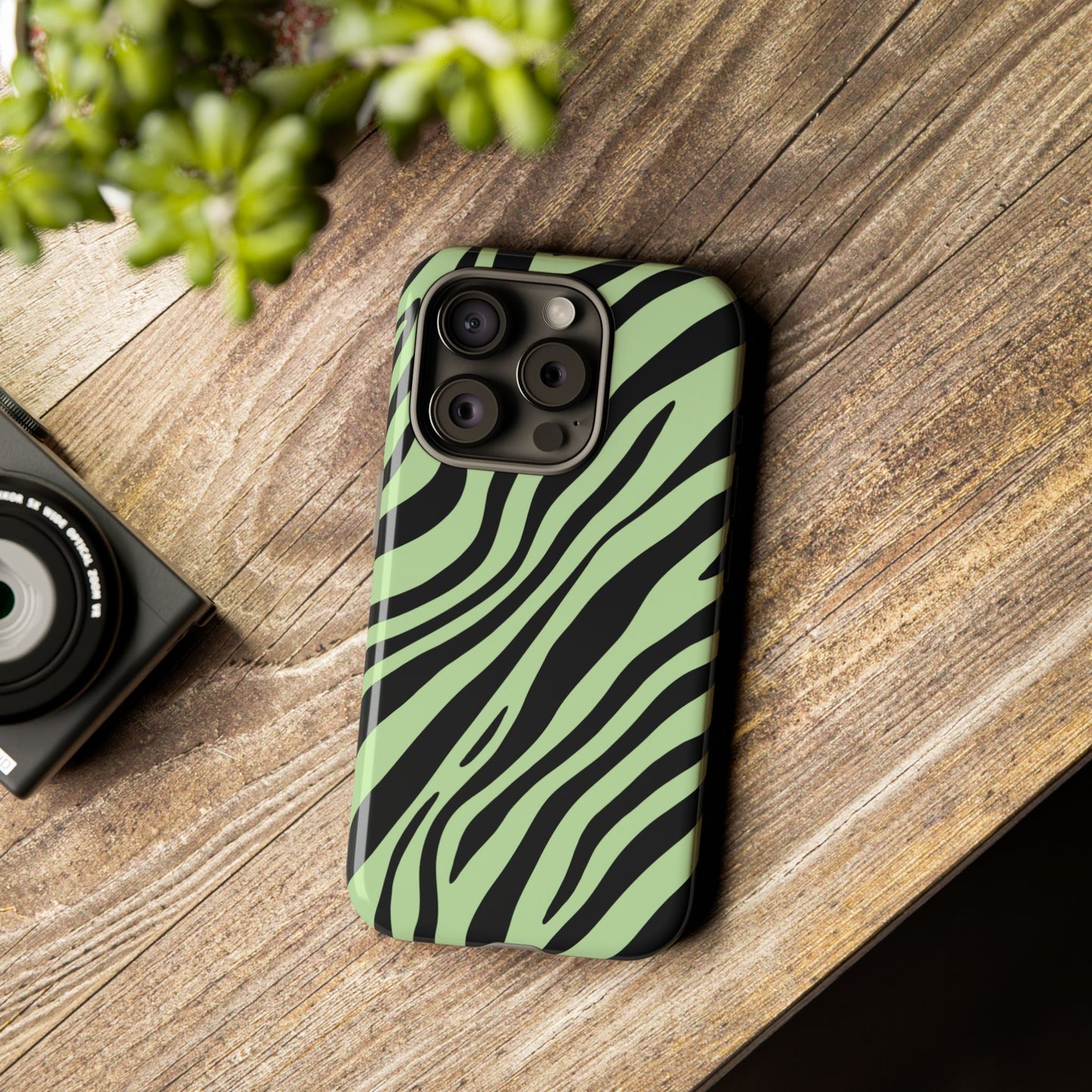 Modern Mint Zebra Print Phone Case