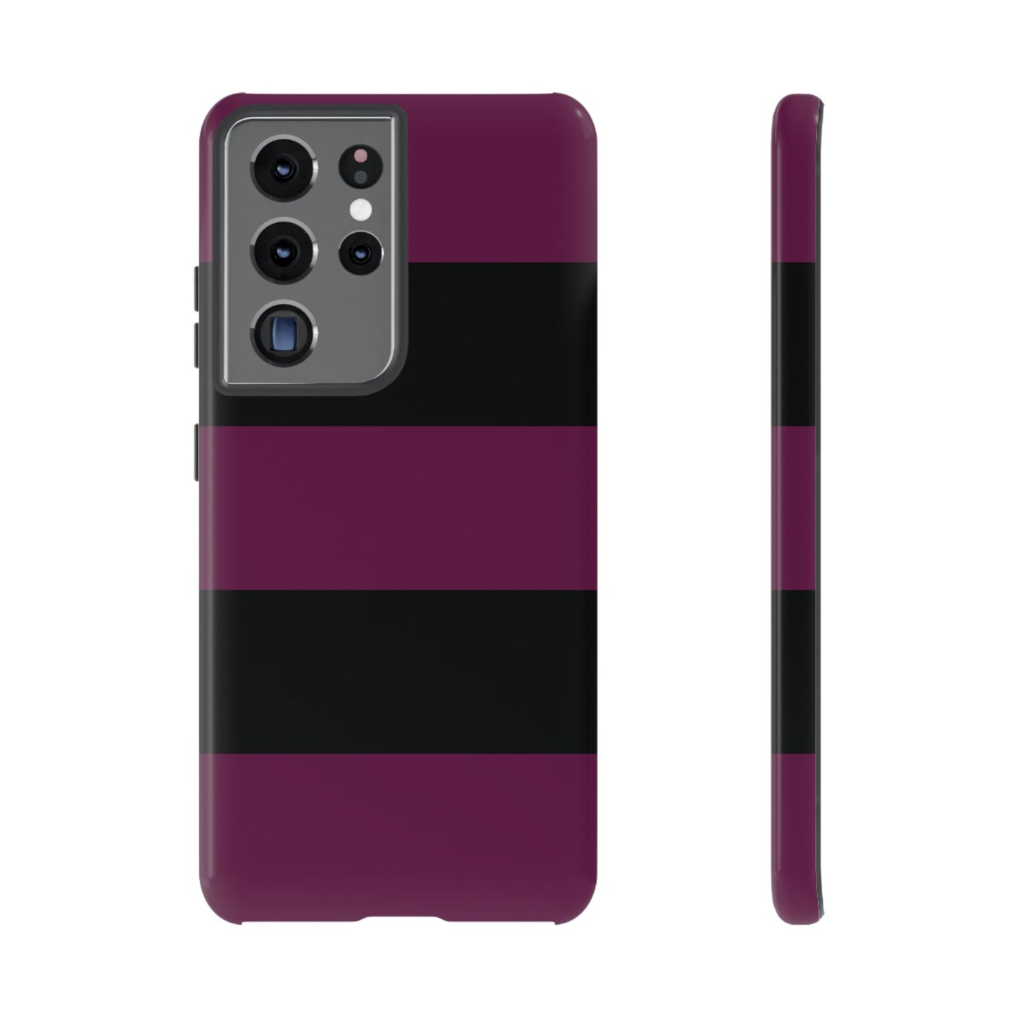 Samsung Galaxy S21 Ultra / Glossy Phone Case - Purple & Black Horizontal Stripe Pattern Phone Case