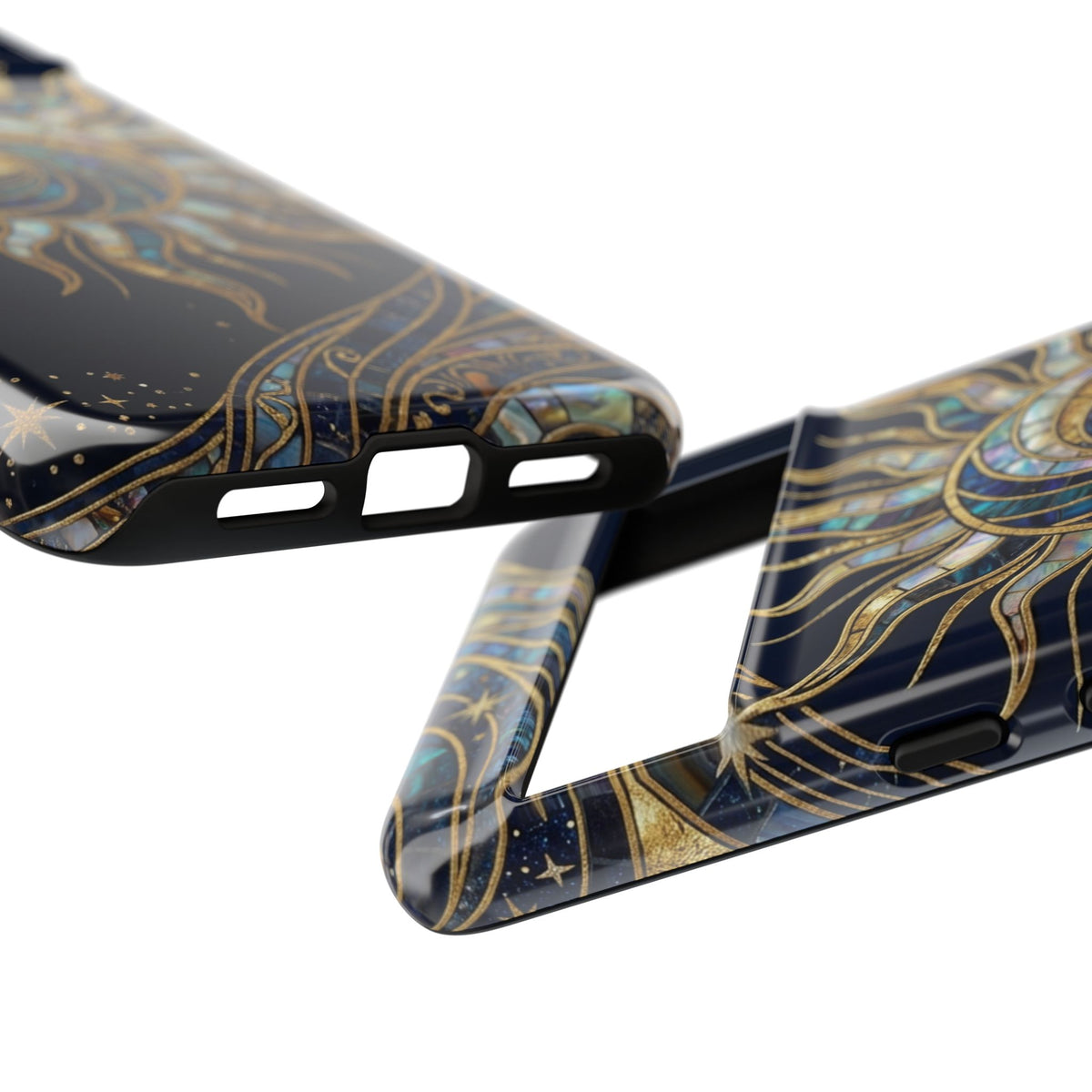 Elegant Navy & Gold Solar Spiral Phone Case