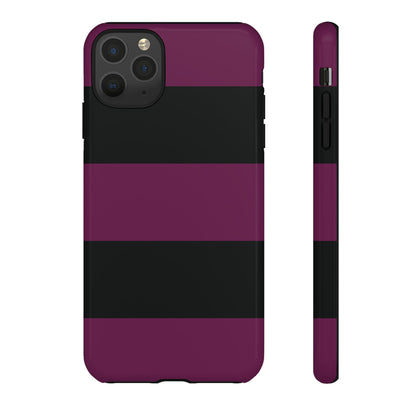 iPhone 11 Pro Max / Glossy Phone Case - Purple & Black Horizontal Stripe Pattern Phone Case