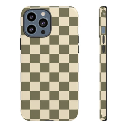 iPhone 13 Pro Max / Glossy Phone Case - ’Green Checkered Pattern’ Phone Case