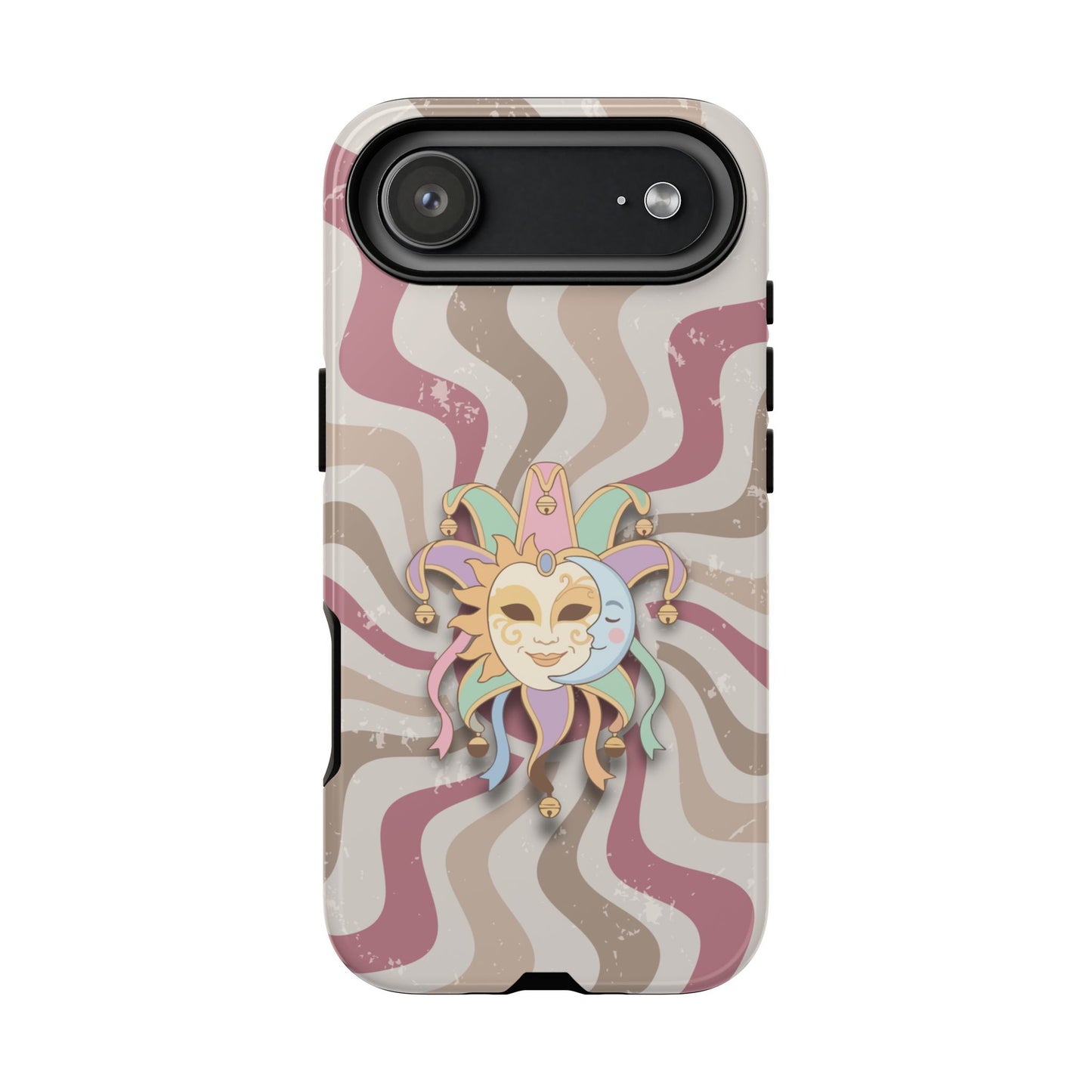 Sun & Moon Jester Mask – Pink Retro Wave Phone Case - Pink Phone Case - iPhone 17 Air / Glossy