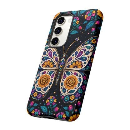 Vibrant Purple and Teal Calavera Butterfly Phone Case - Multicolor Phone Case