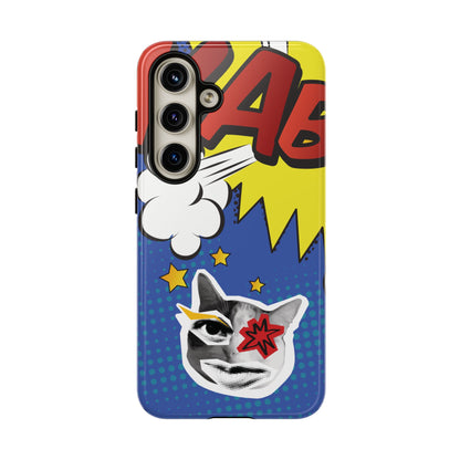 Samsung Galaxy S24 / Glossy Phone Case - Bold Blue Pop Art Cat Phone Case