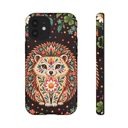 Vibrant Terracotta and Teal Calavera Hedgehog Phone Case - Multicolor Phone Case - iPhone 12 Mini / Glossy