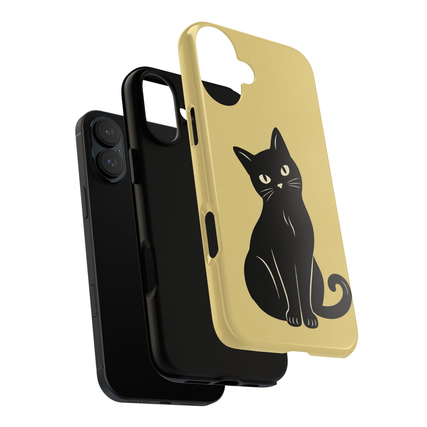 Minimalist Butter Yellow & Black Cat Phone Case