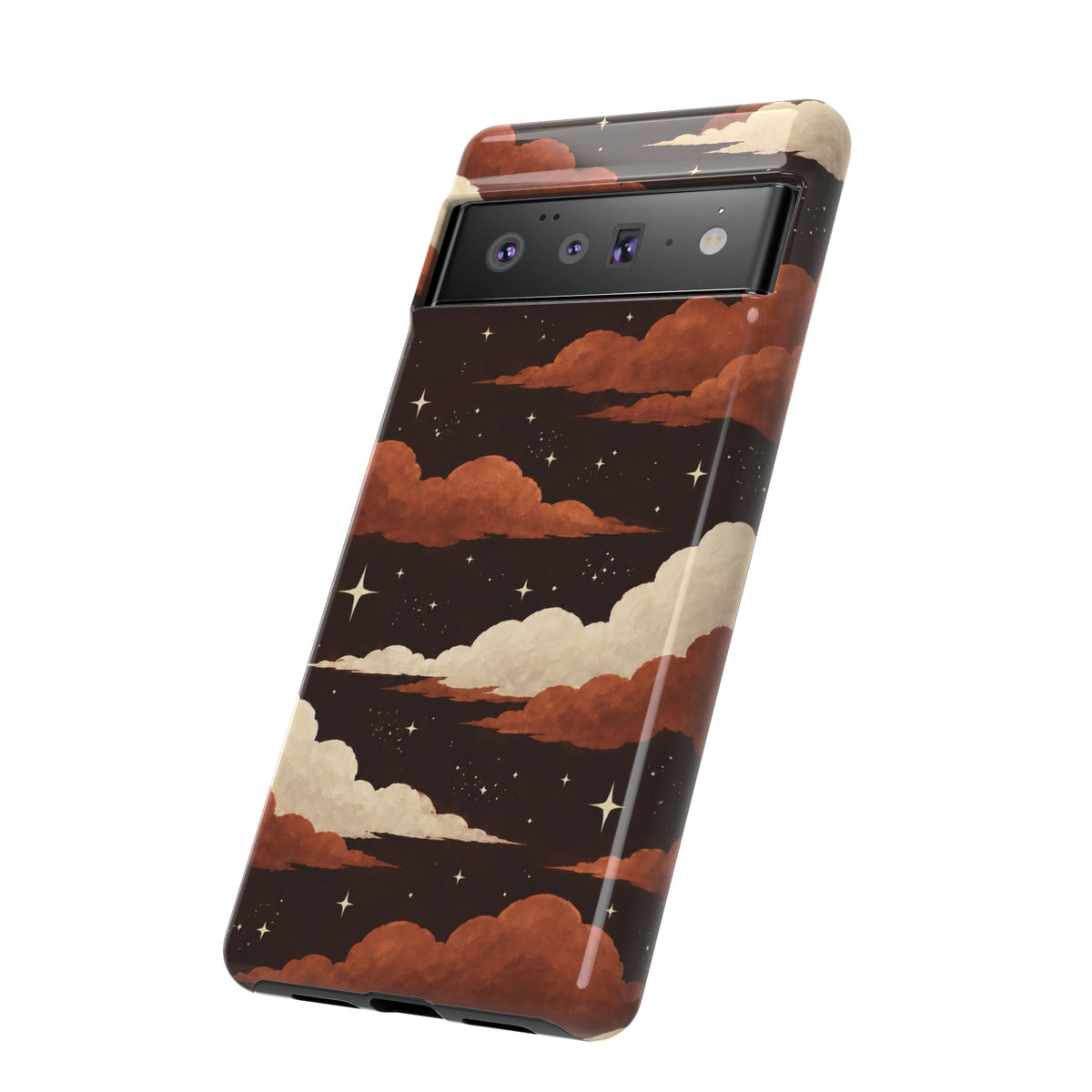 Illustrated Burnt Orange Clouds & Stars Phone Case