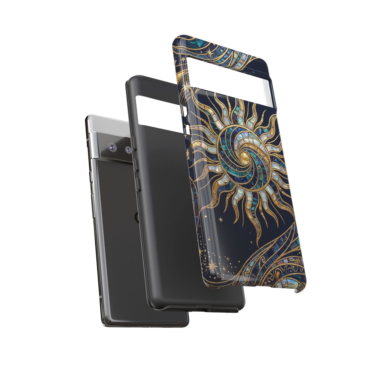 Elegant Navy & Gold Solar Spiral Phone Case