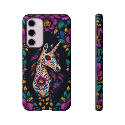 Elegant Purple and Teal Calavera Unicorn Phone Case - Phone Case - Samsung Galaxy S23 Plus / Glossy