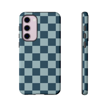 Blue Checked Pattern Phone Case - Blue Phone Case - Samsung Galaxy S23 Plus / Glossy