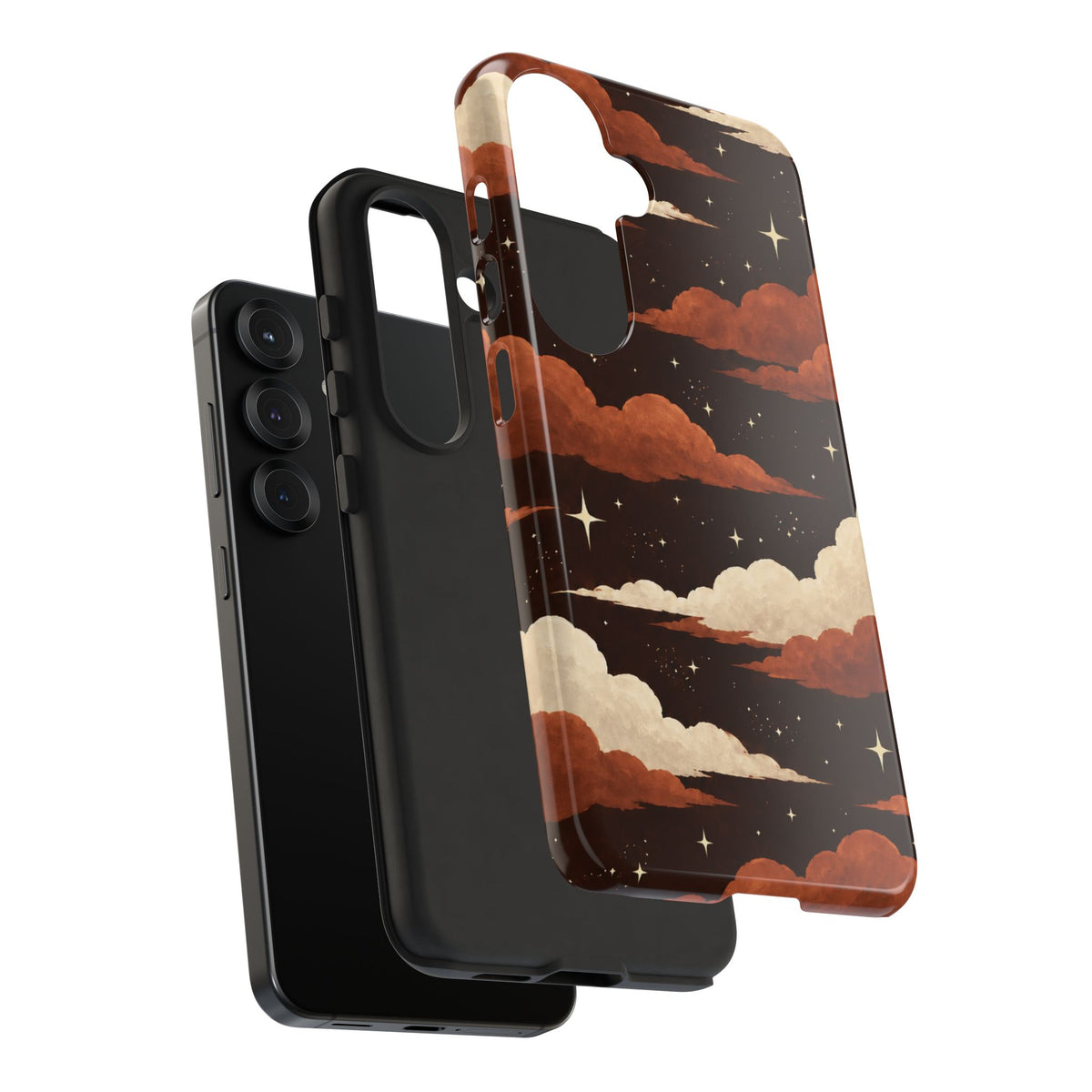 Illustrated Burnt Orange Clouds & Stars Phone Case