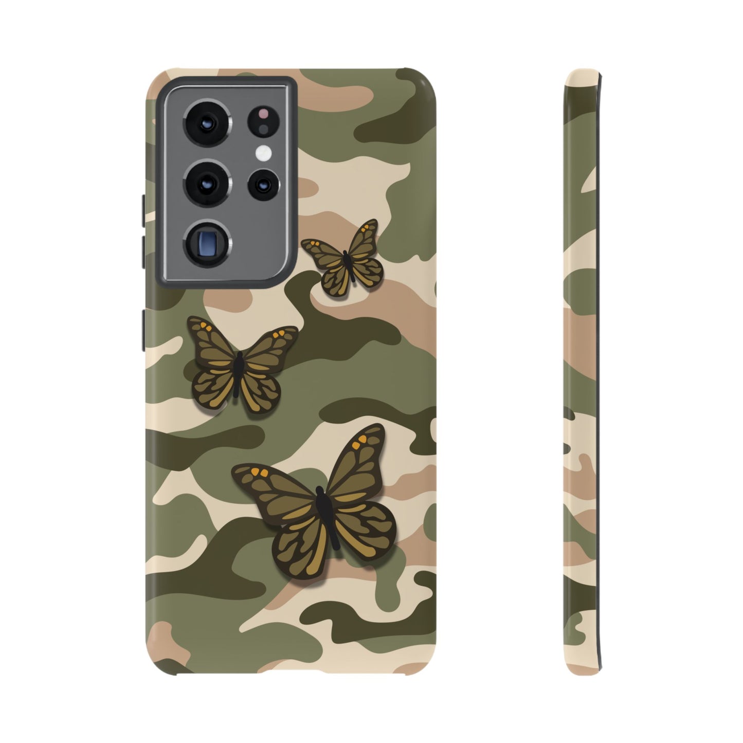 Samsung Galaxy S21 Ultra / Glossy Phone Case - Green Butterfly Camo Phone Case