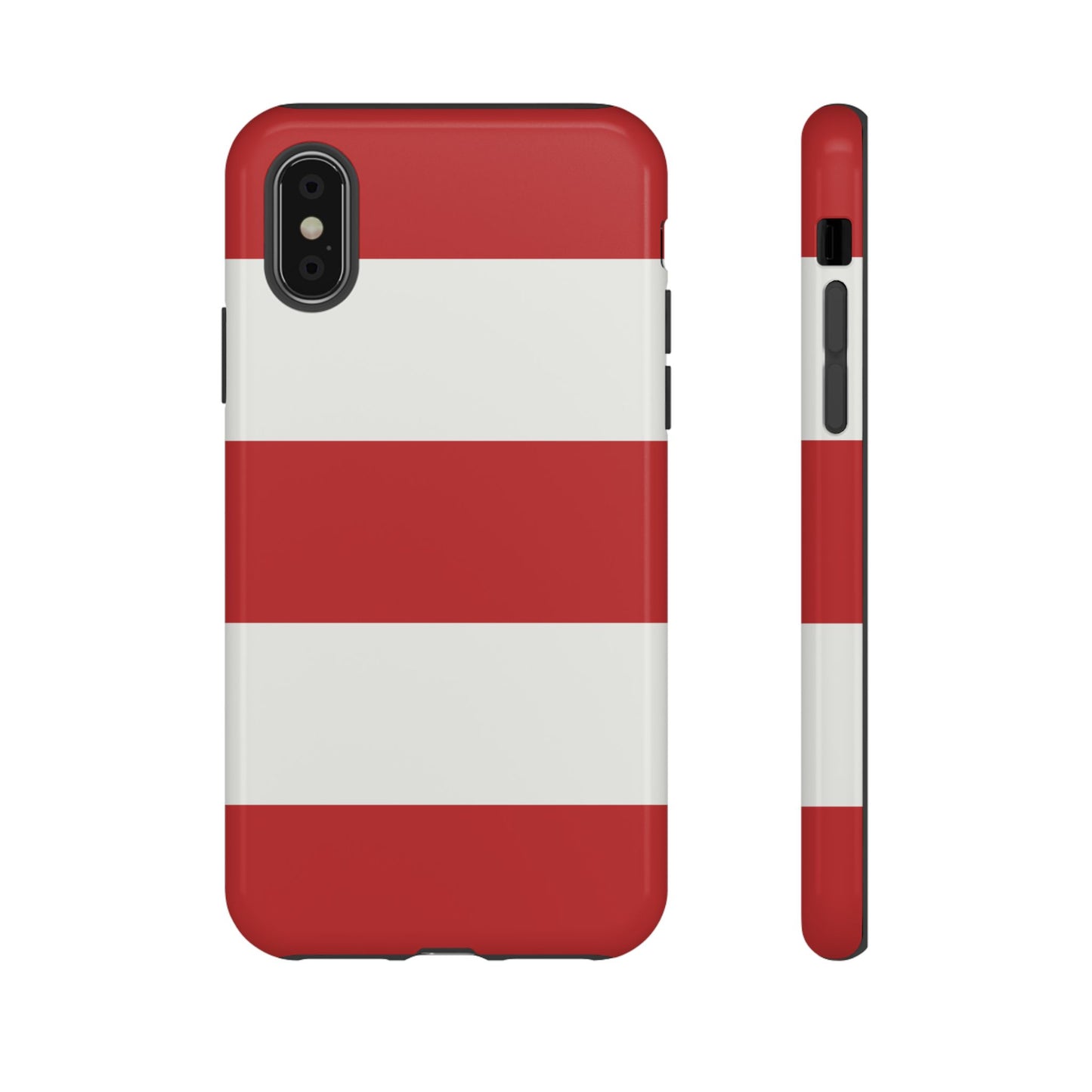 iPhone X / Glossy Phone Case - Red & White Horizontal Stripe Pattern Phone Case