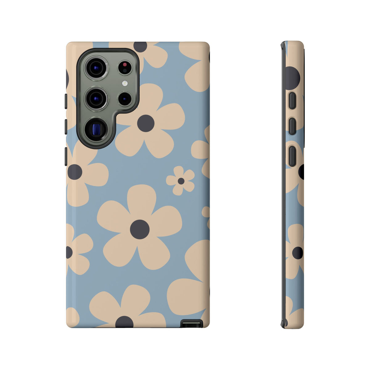 Cute Light Blue & Cream Daisy Pattern Phone Case - Blue Phone Case - Samsung Galaxy S23 Ultra / Glossy
