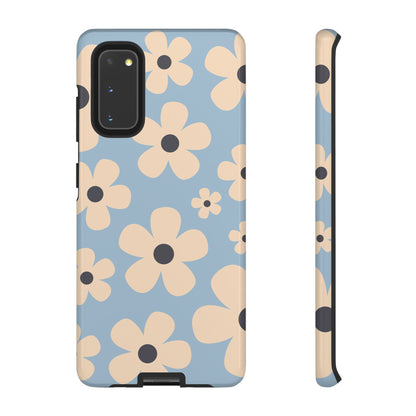 Samsung Galaxy S20 / Glossy Phone Case - Cute Light Blue & Cream Daisy Pattern Phone Case