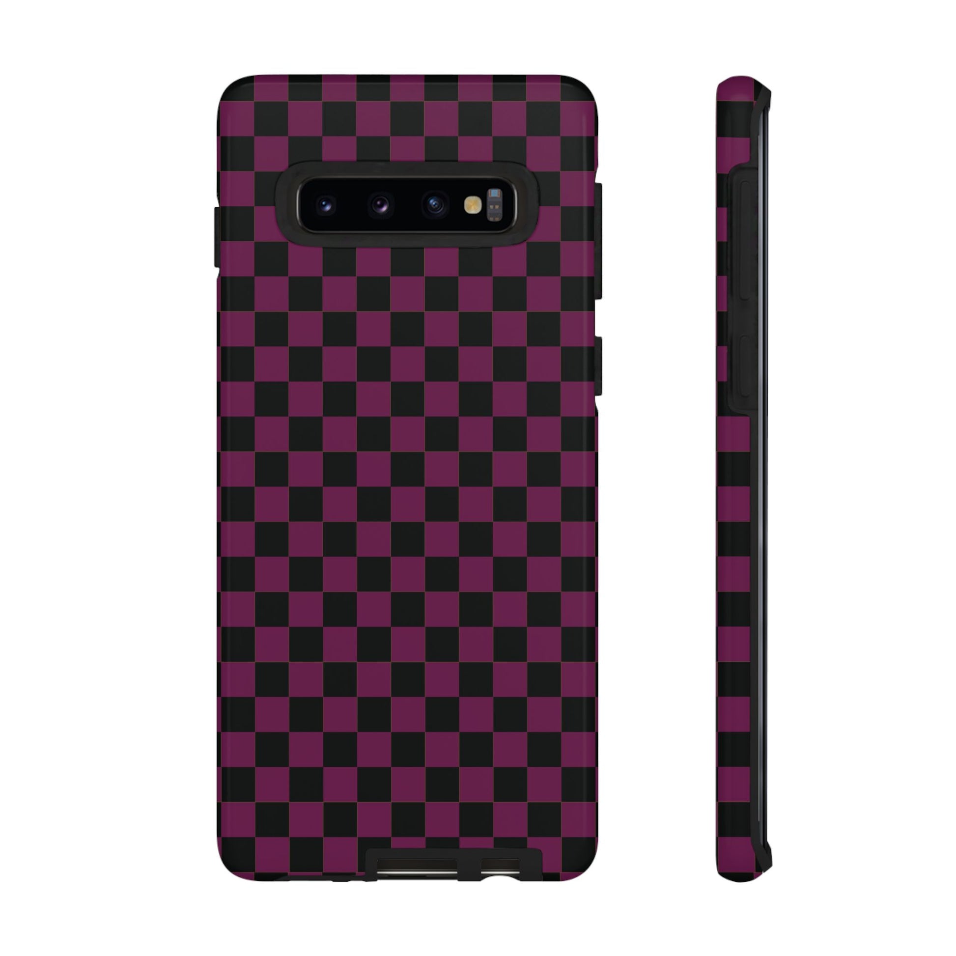 Trendy Plum & Black Small Checked Pattern Phone Case - Purple Phone Case