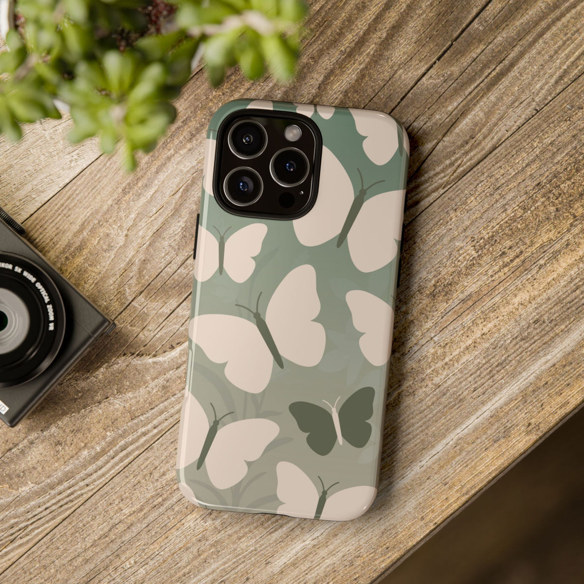 Minimalist Light Green Butterfly Pattern Phone Case - Green Phone Case