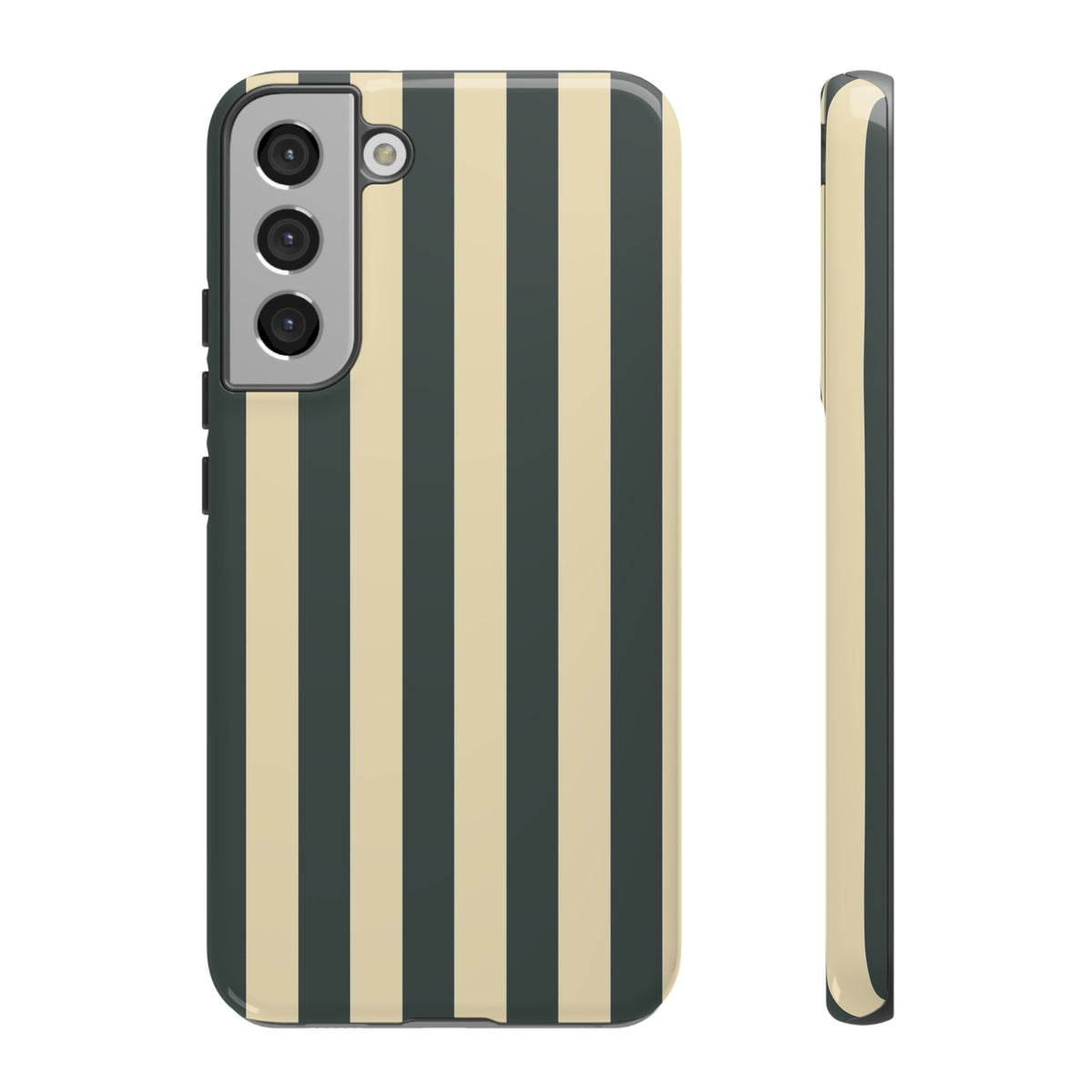 Green & Beige Stripe Pattern Phone Case - Green Phone Case - Samsung Galaxy S22 Plus / Glossy