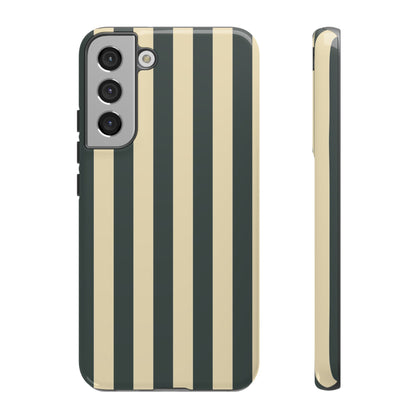 Green & Beige Stripe Pattern Phone Case - Green Phone Case - Samsung Galaxy S22 Plus / Glossy