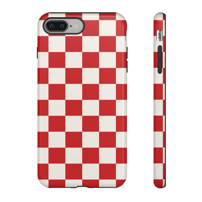 Red Checked Pattern Phone Case - Red Phone Case - iPhone 8 Plus / Glossy