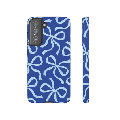Bold Cobalt Blue and Powder Blue Bow Pattern Phone Case