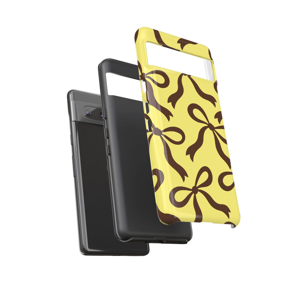 Bold Butter Yellow and Chocolate Brown Bow Pattern Phone Case - Yellow Phone Case