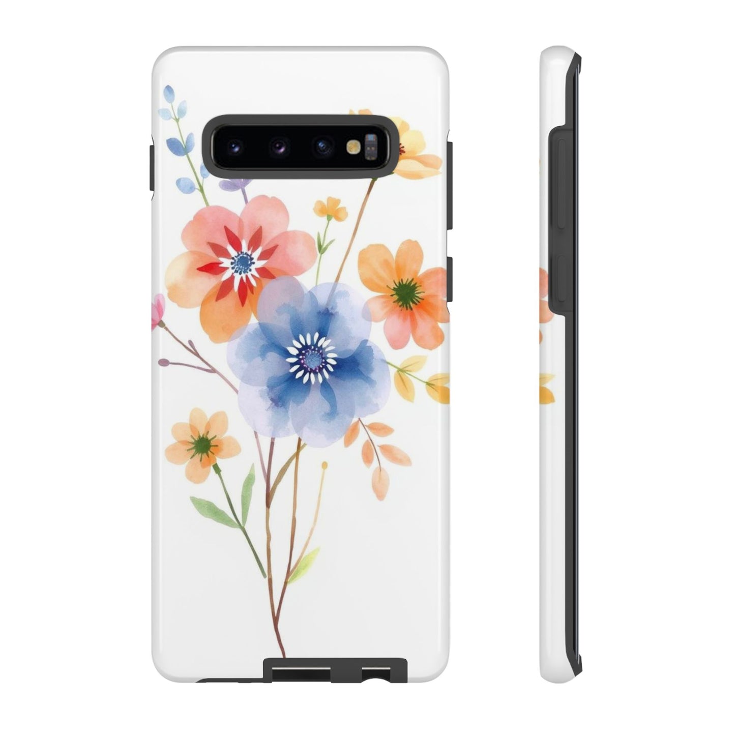 Samsung Galaxy S10 Plus / Glossy Phone Case - Boho Chic Watercolour Bouquet Pattern Phone Case