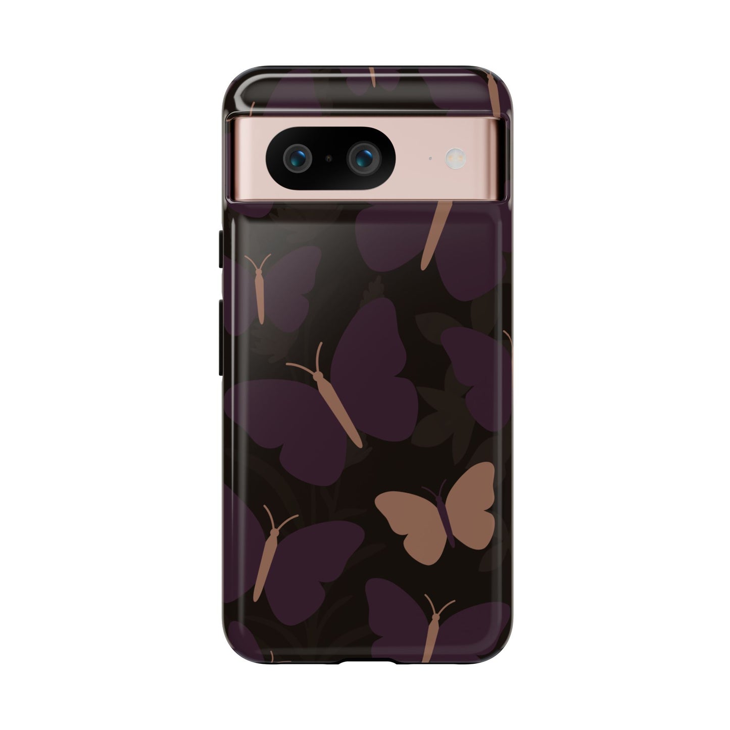 Google Pixel 8 / Glossy Phone Case - Minimalist Purple Butterfly Pattern Phone Case