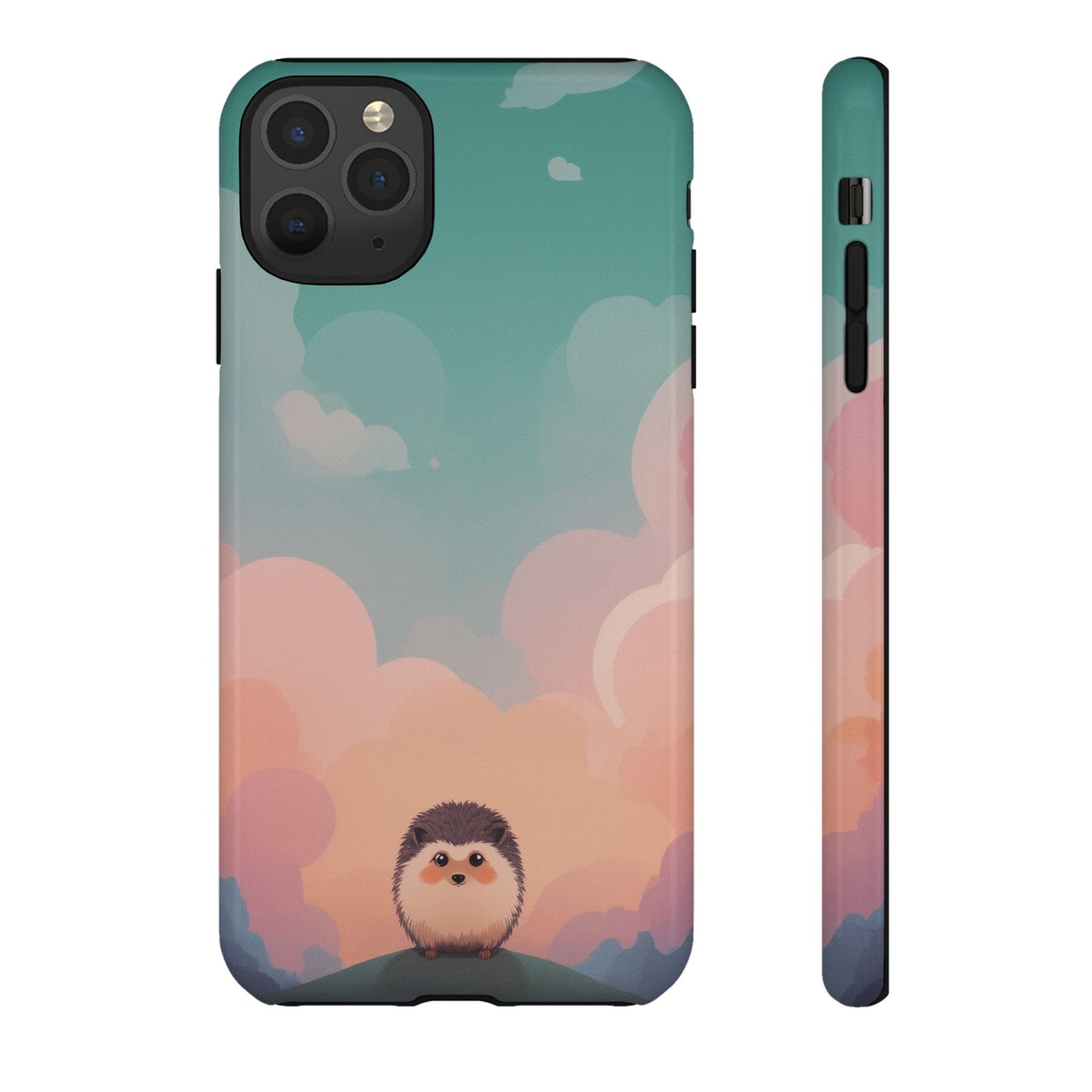 iPhone 11 Pro Max / Glossy Phone Case - Cute Hedgehog & Cloud Design Phone Case