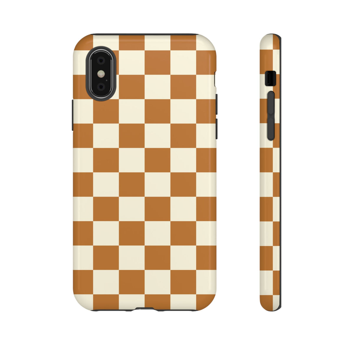 Orange & White Checked Pattern Phone Case - Orange Phone Case - iPhone XS / Glossy