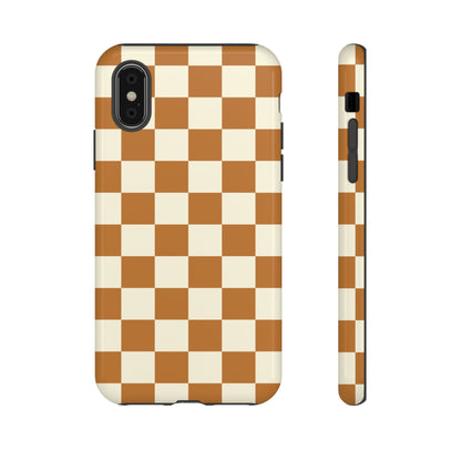 Orange & White Checked Pattern Phone Case - Orange Phone Case - iPhone XS / Glossy
