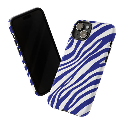 Modern Electric Blue Zebra Print Phone Case