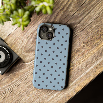 Light Blue with Dark Blue Dot Pattern Phone Case
