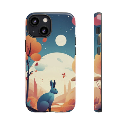 Stylised Blue Hare Design Phone Case - Multicolor Phone Case - iPhone 13 Mini / Glossy