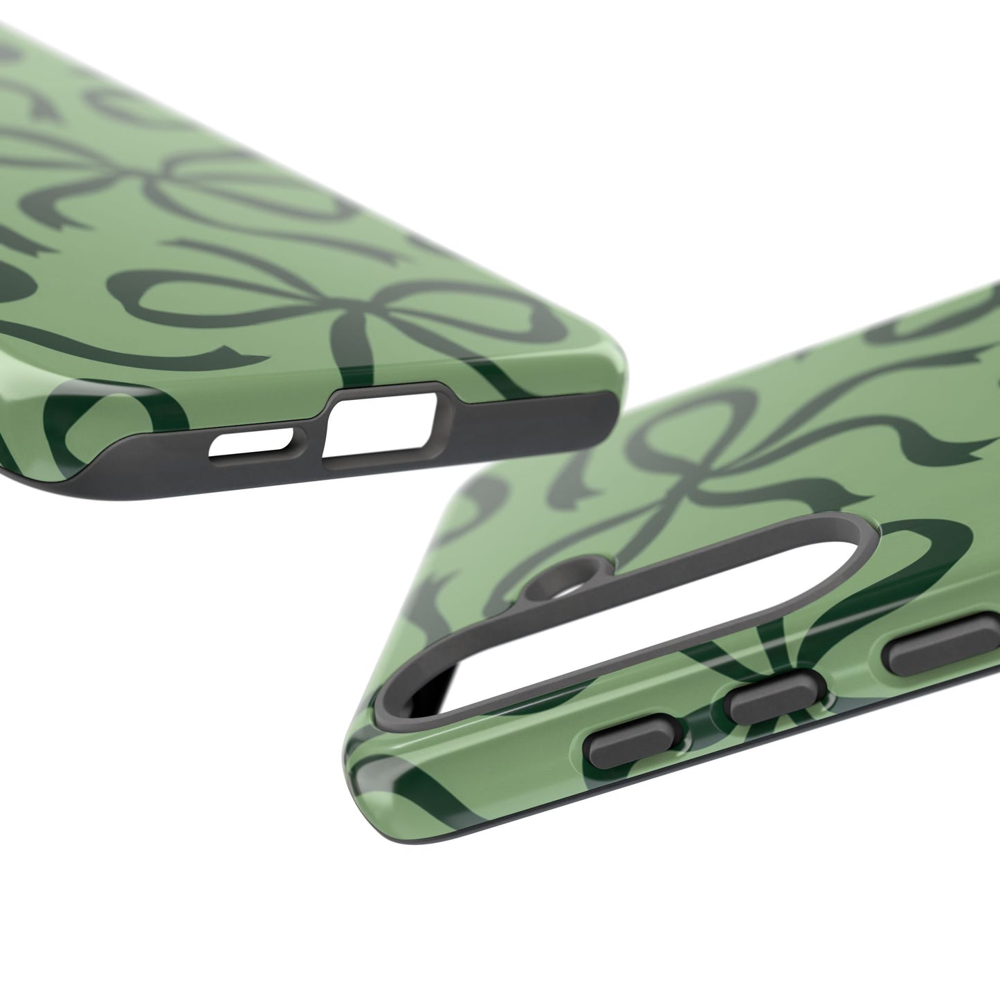 Bold Sage Green and Forest Green Bow Pattern Phone Case