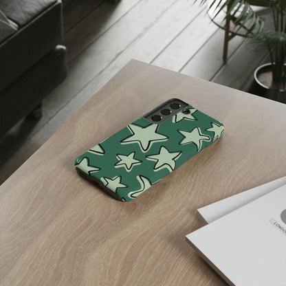 Forest Green Doodle Star Phone Case