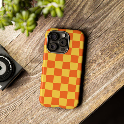 Trendy Orange & Yellow Checked Pattern Phone Case - Orange Phone Case