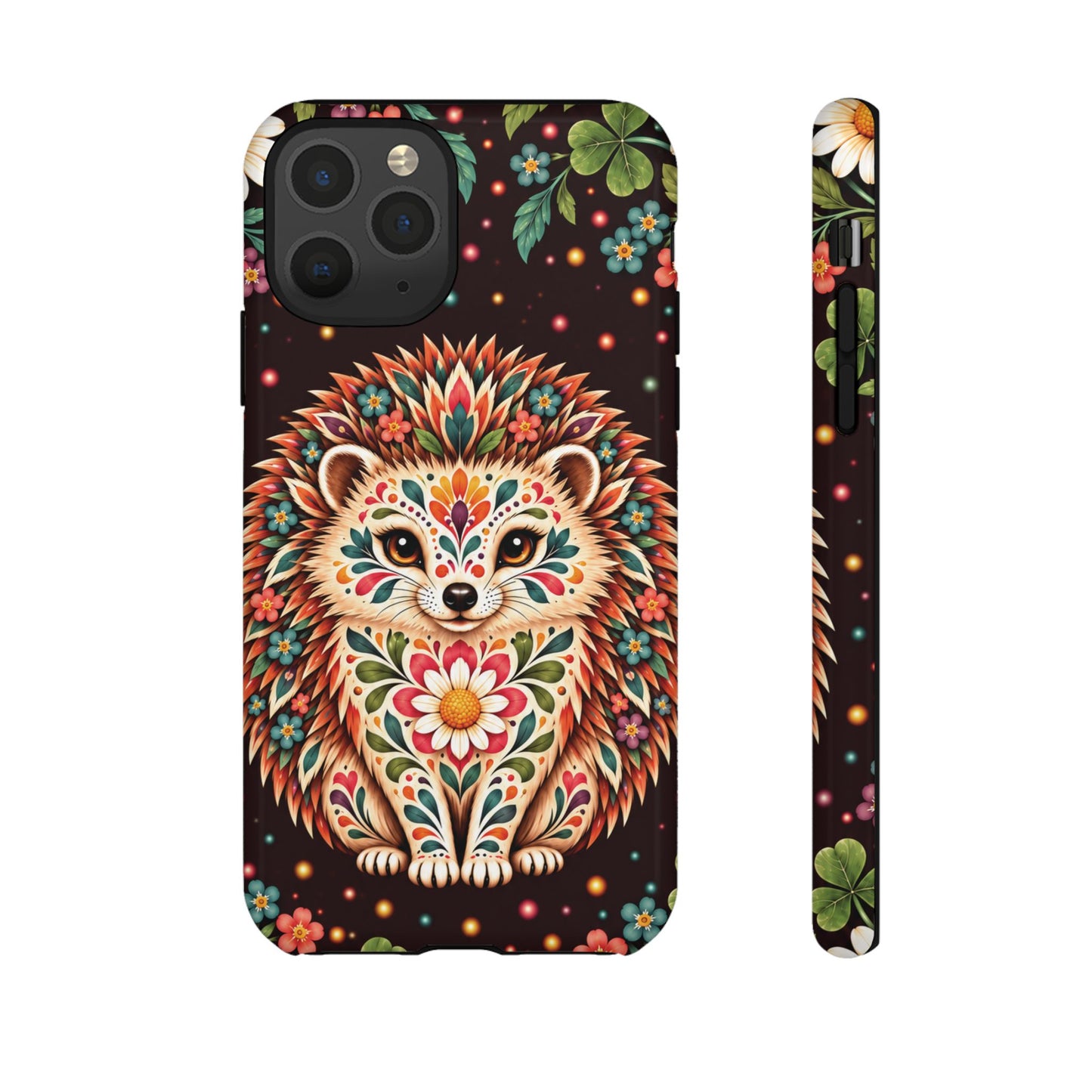 Vibrant Terracotta and Teal Calavera Hedgehog Phone Case - Multicolor Phone Case - iPhone 11 Pro / Glossy