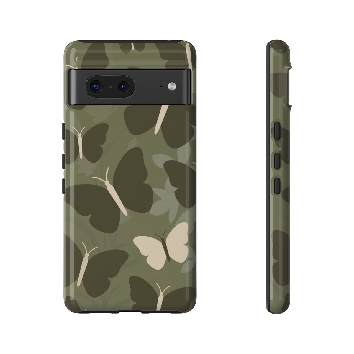 Minimalist Olive Green Butterfly Pattern Phone Case - Green Phone Case - Google Pixel 7 / Glossy