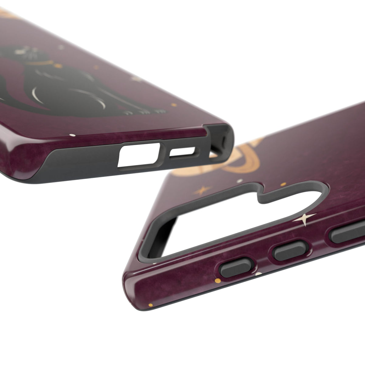 Whimsical Plum Celestial Black Cat Phone Case