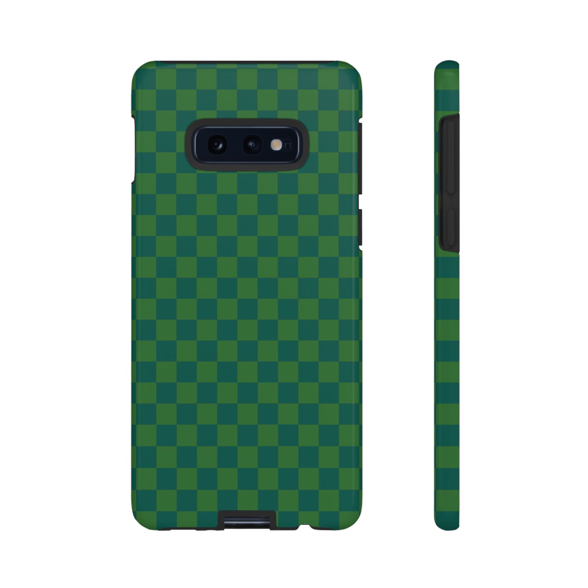 Samsung Galaxy S10E / Glossy Phone Case - ’Bold Green Checkered Pattern’ Phone Case