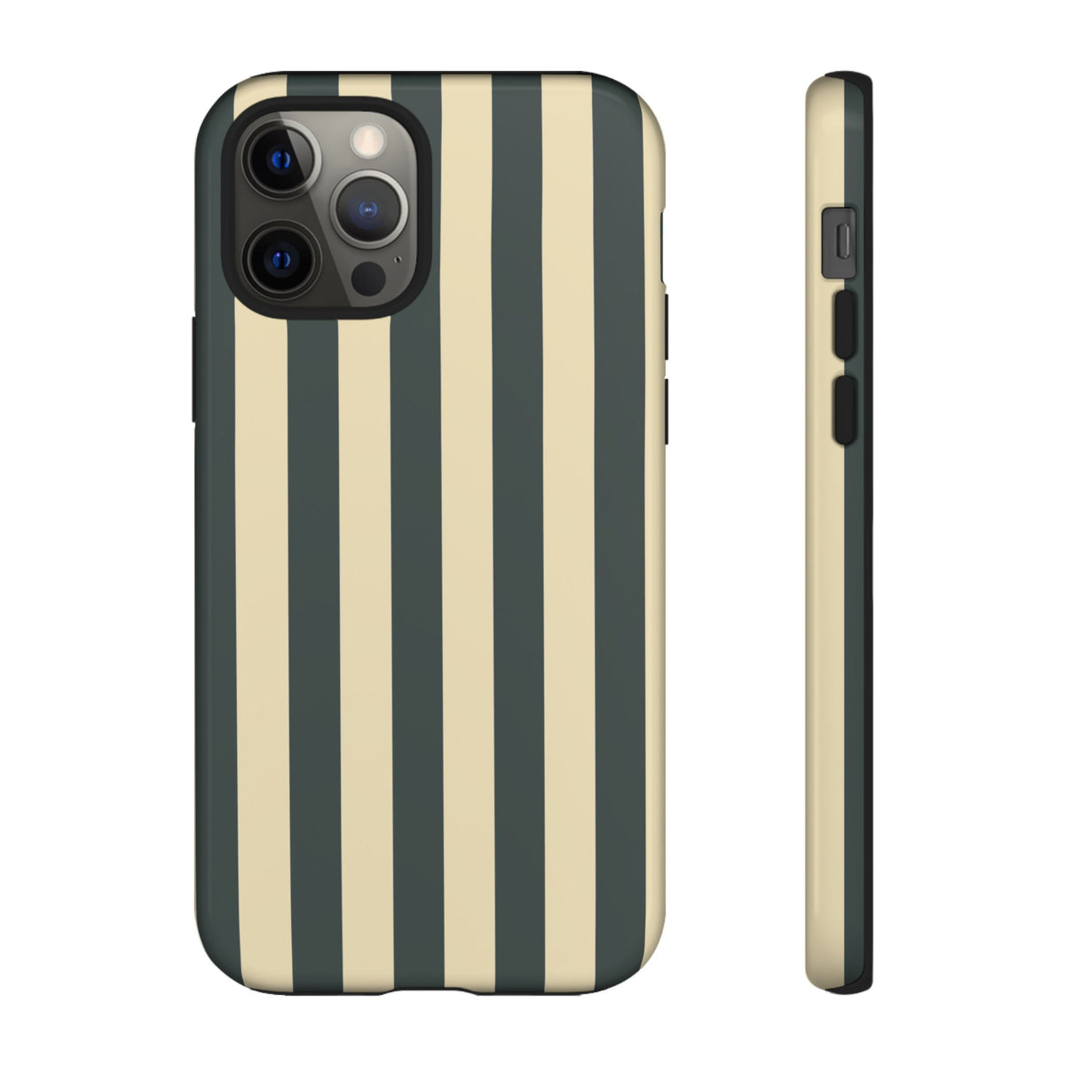 Green & Beige Stripe Pattern Phone Case - Green Phone Case - iPhone 12 Pro / Glossy