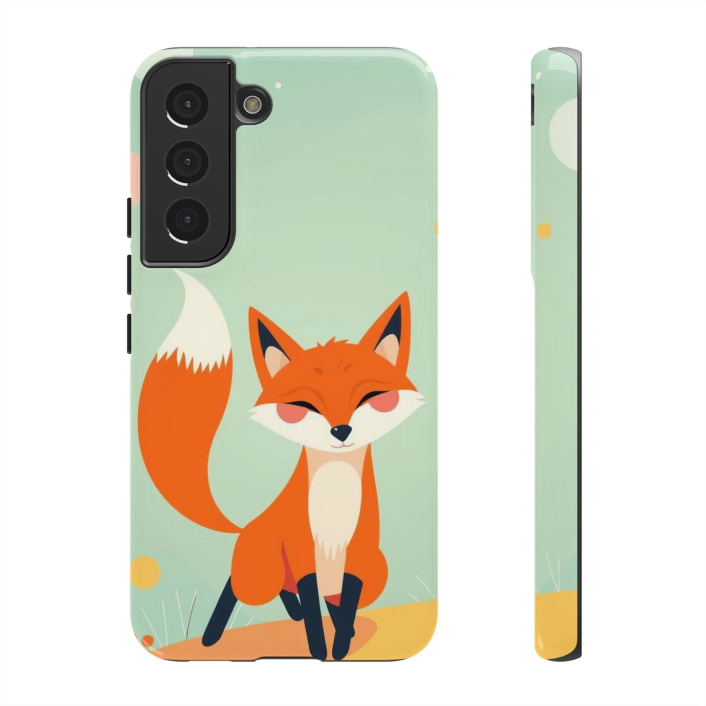 Samsung Galaxy S22 / Glossy Phone Case - Happy Fox Design Phone Case